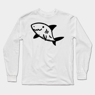 Stick Figure of a Shark in Black Ink Long Sleeve T-Shirt